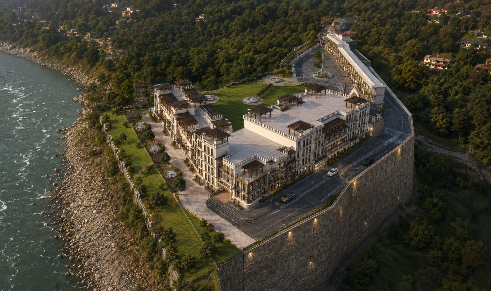 Aerial architectural visualization of Serene Mall