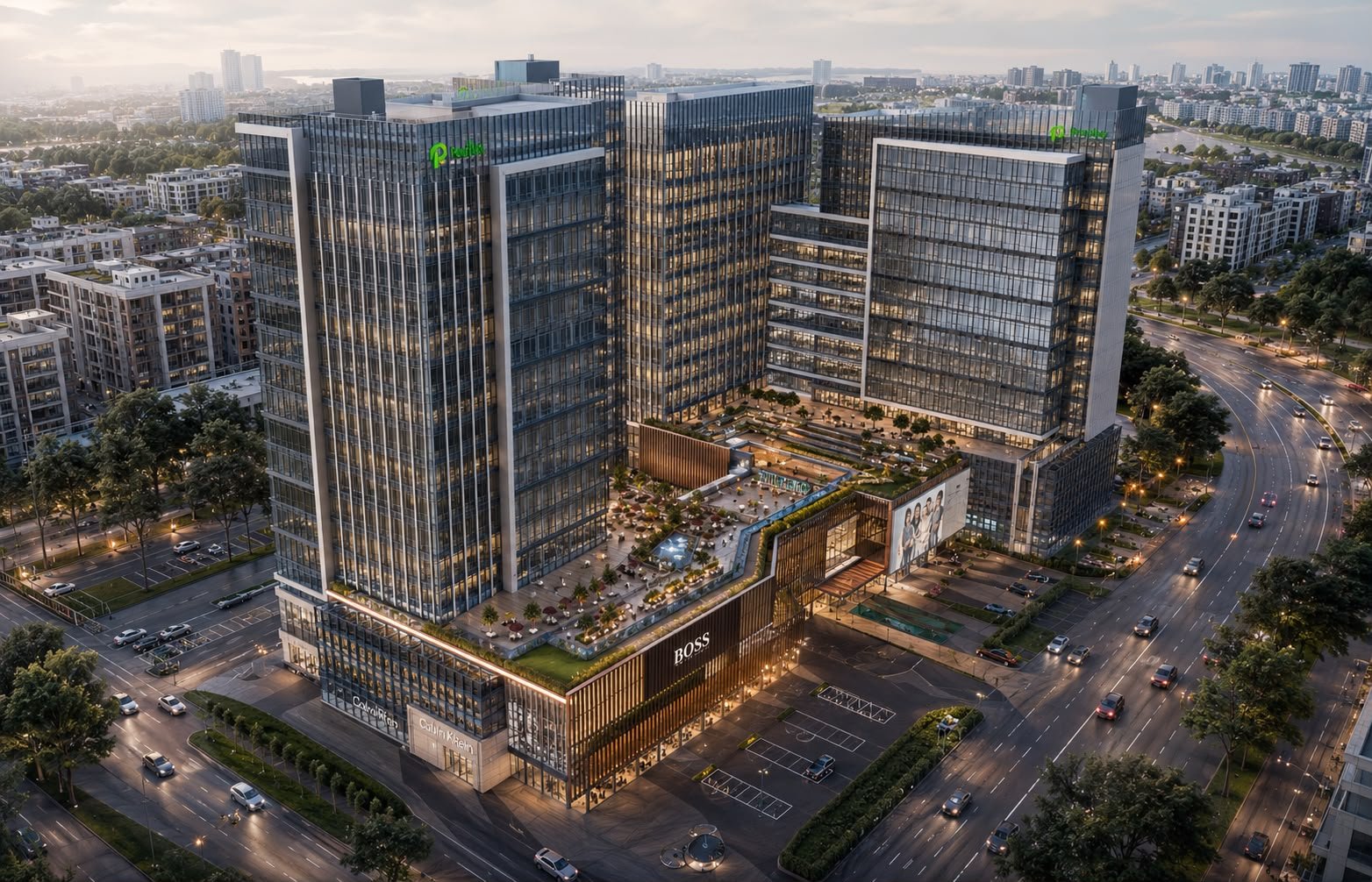 Tower composition architectural visualization of Wellington Square