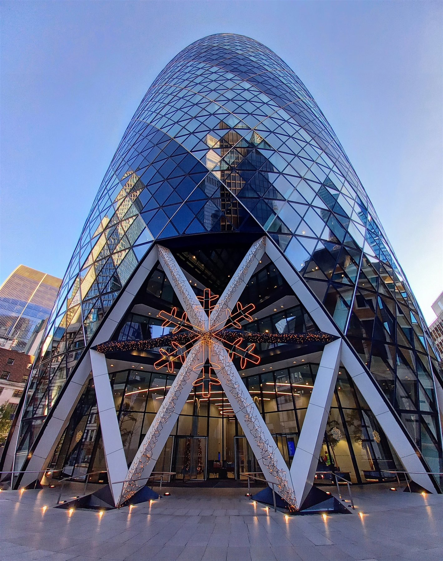 30 St Mary Axe, known as the Gherkin, designed by Foster and Partners in London