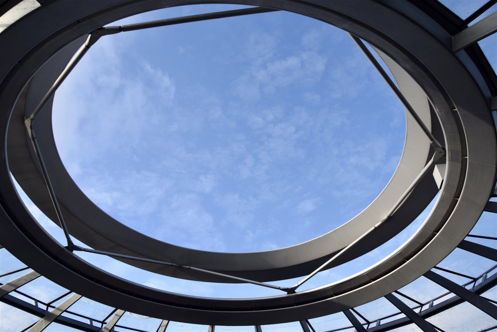 Glass dome of the Reichstag in Berlin designed by Norman Foster